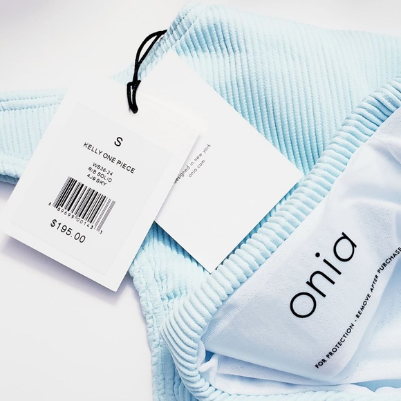 NEW $195 Anthro ONIA Baby Blue One Piece Swimsuit - Picture 3 of 8